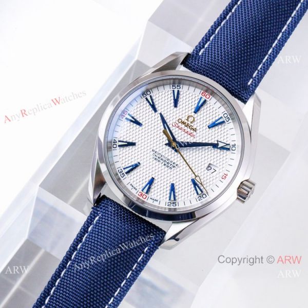 (VS)Swiss Copy OMEGA Seamaster Aqua Terra RYDER CUP Watch Blue Leather Strap (VS)Swiss Copy OMEGA Seamaster Aqua Terra RYDER CUP Watch Blue Leather Strap