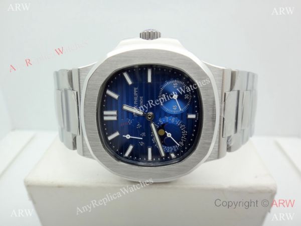 Swiss AAA Grade Patek Philippe Nautilus power reserve Watch SS Blue Face Swiss AAA Grade Patek Philippe Nautilus power reserve Watch SS Blue Face