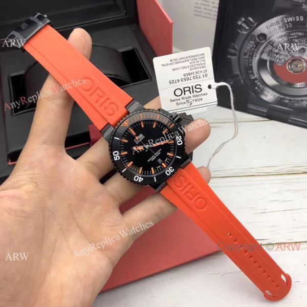 Swiss Grade Fake Oris Aquis Watch Orange Rubber Band Swiss Grade Fake Oris Aquis Watch Orange Rubber Band