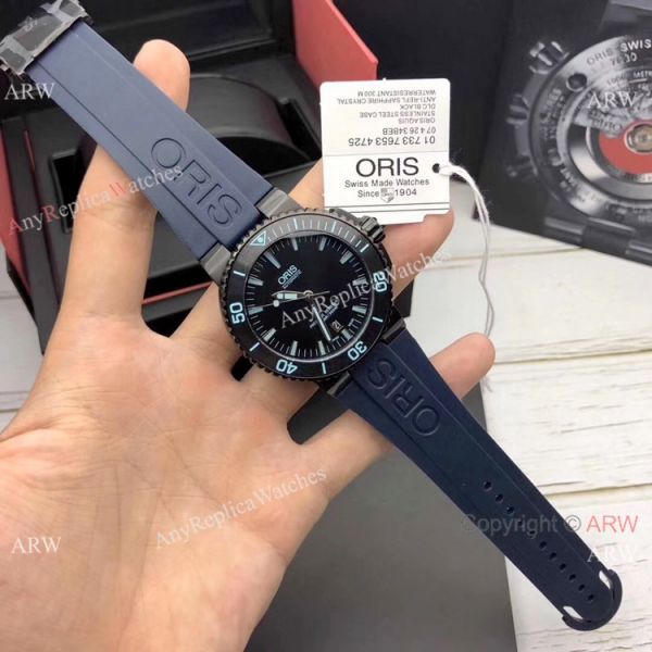Highest Quality Fake Oris Aquis Swiss sw200 Watch Blue Rubber Strap Highest Quality Fake Oris Aquis Swiss sw200 Watch Blue Rubber Strap
