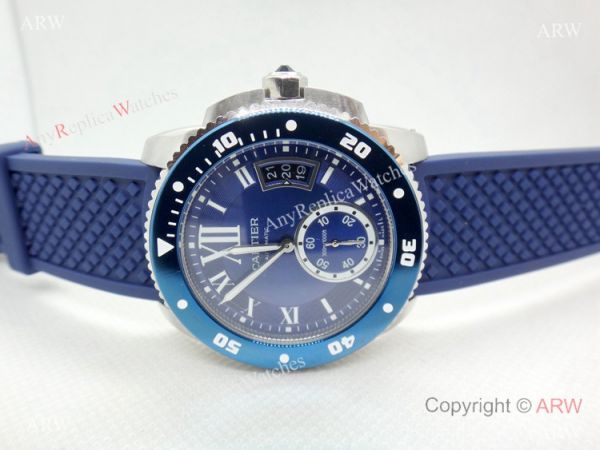 Copy Cartier Calibre De Diver SS Blue Rubber Strap Watch Low Price Copy Cartier Calibre De Diver SS Blue Rubber Strap Watch Low Price