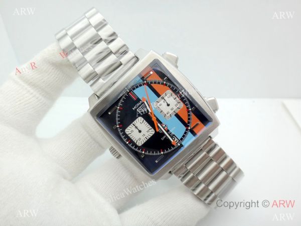 Tag Heuer Monaco Quartz Calibre 12 Replica Watch Stainless Steel Blue Red Dial Tag Heuer Monaco Quartz Calibre 12 Replica Watch Stainless Steel Blue Red Dial