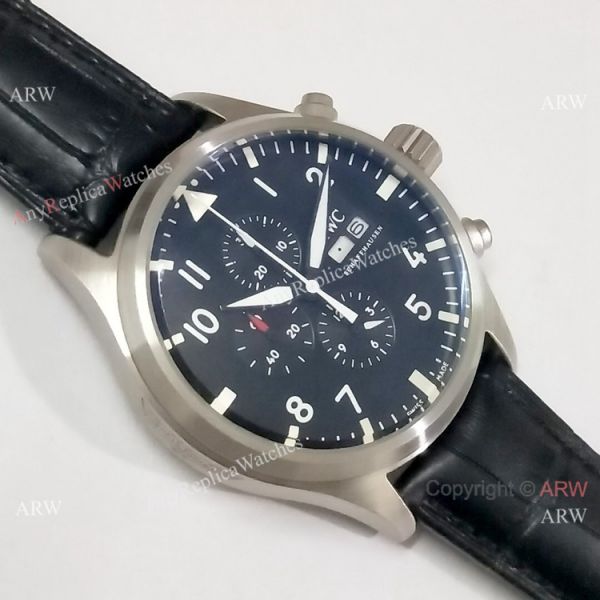 New Copy Iwc Pilot Spitfire Chronograph SS Black Dial Watch 43mm New Copy Iwc Pilot Spitfire Chronograph SS Black Dial Watch 43mm