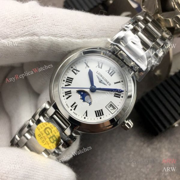 Swiss Replica Longines PrimaLuna Moonphase Lady Watch Stainless Steel Sapphire Glass Swiss Replica Longines PrimaLuna Moonphase Lady Watch Stainless Steel Sapphire Glass