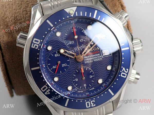 Swiss Omega Diver 300m James Bond Replica Watch SS Blue Wave Dial Swiss Omega Diver 300m James Bond Replica Watch SS Blue Wave Dial
