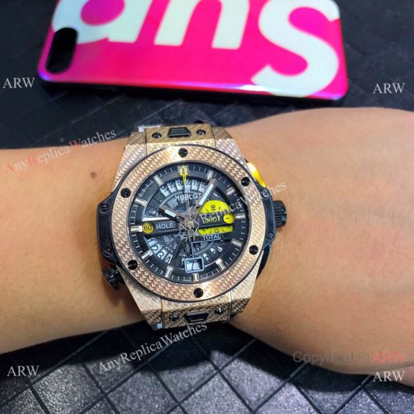 NEW Hublot Big Bang Unico Golf Replica Watch Rose Gold Gummy Strap NEW Hublot Big Bang Unico Golf Replica Watch Rose Gold Gummy Strap