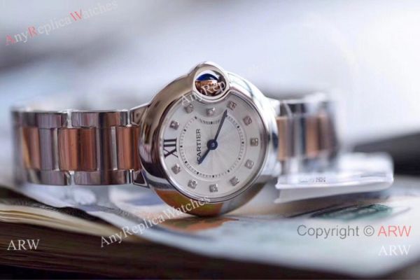 V6 Factory Cartier Ballon Bleu Two Tone Rose Gold Diamond Watch 28mm V6 Factory Cartier Ballon Bleu Two Tone Rose Gold Diamond Watch 28mm