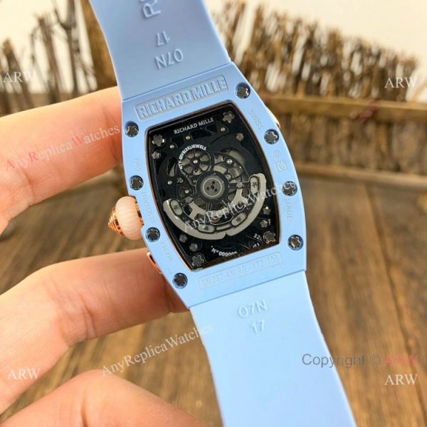 Replica Richard Mille RM037 Automatic Lady Watch Blue Ceramic Rose Gold Crown Replica Richard Mille RM037 Automatic Lady Watch Blue Ceramic Rose Gold Crown
