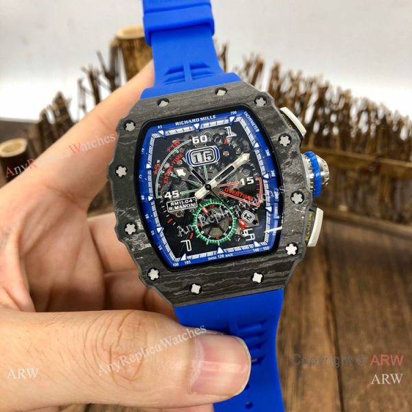 New Richard Mille rm11-04 Men Watch Carbon Case Blue Rubber Strap New Richard Mille rm11-04 Men Watch Carbon Case Blue Rubber Strap