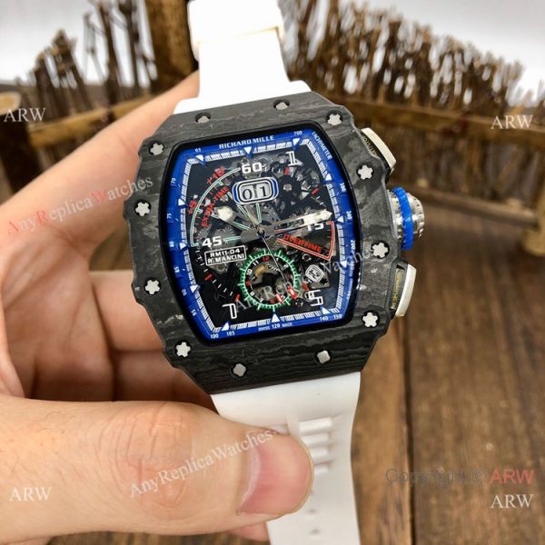Replica Richard Mille RM11-04 Mens Watch Carbon fiber White Rubber Strap Replica Richard Mille RM11-04 Mens Watch Carbon fiber White Rubber Strap
