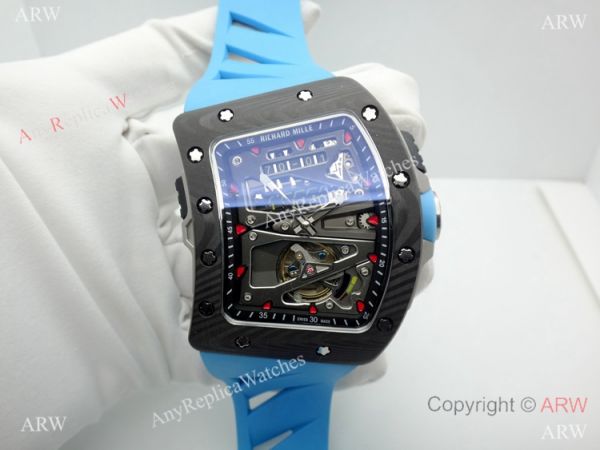 Swiss Grade 1 Richard Mille RM 70-01 Carbon Case Blue Rubber Strap Watch Swiss Grade 1 Richard Mille RM 70-01 Carbon Case Blue Rubber Strap Watch