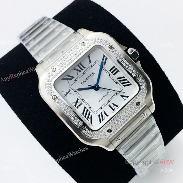 BV Factory 1:1 Copy Ladies Cartier Santos De Cartier Silver Diamond Watch BV Factory 1:1 Copy Ladies Cartier Santos De Cartier Silver Diamond Watch
