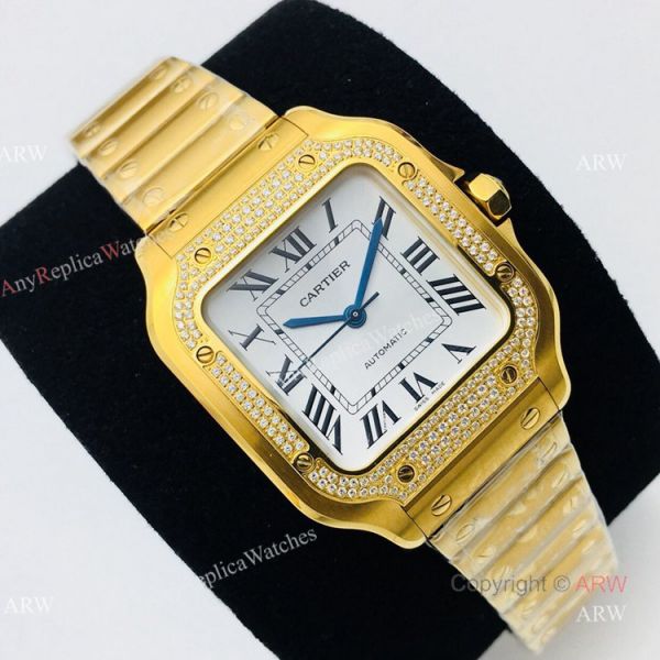 BV Factory 1:1 Replica Ladies Cartier Santos De Cartier All Gold Diamond Watch BV Factory 1:1 Replica Ladies Cartier Santos De Cartier All Gold Diamond Watch