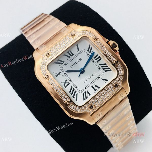 BV Factory 1:1 Cartier Santos De Cartier Watch Copy Rose Gold Diamond Ladies BV Factory 1:1 Cartier Santos De Cartier Watch Copy Rose Gold Diamond Ladies