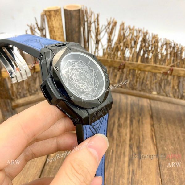 Best Replica Hublot Big Bang Sang Bleu II Watches Blacksteel Blue Gummy Strap Best Replica Hublot Big Bang Sang Bleu II Watches Blacksteel Blue Gummy Strap