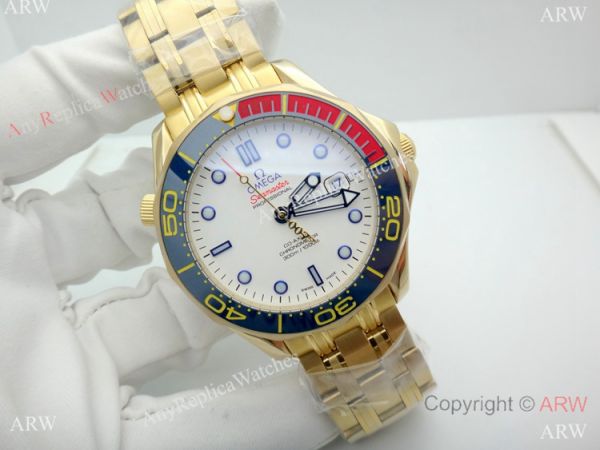 New Copy Omega Commanders 007 James Bond Yellow Gold Men Watch New Copy Omega Commanders 007 James Bond Yellow Gold Men Watch
