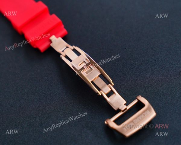 Rose Gold Richard Mille RM 052 Skull Replica Watch With Red Rubber Strap Rose Gold Richard Mille RM 052 Skull Replica Watch With Red Rubber Strap