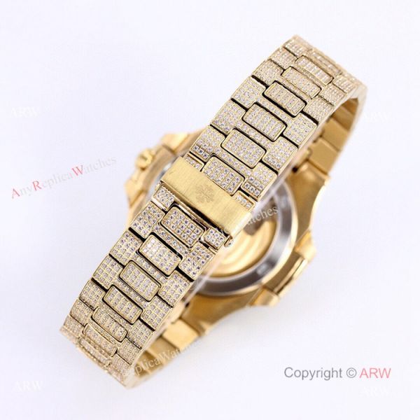 Iced Out Patek Philippe 5719 Patek Philippe Nautilus Bust Down All Gold Watch Replica Iced Out Patek Philippe 5719 Patek Philippe Nautilus Bust Down All Gold Watch Replica