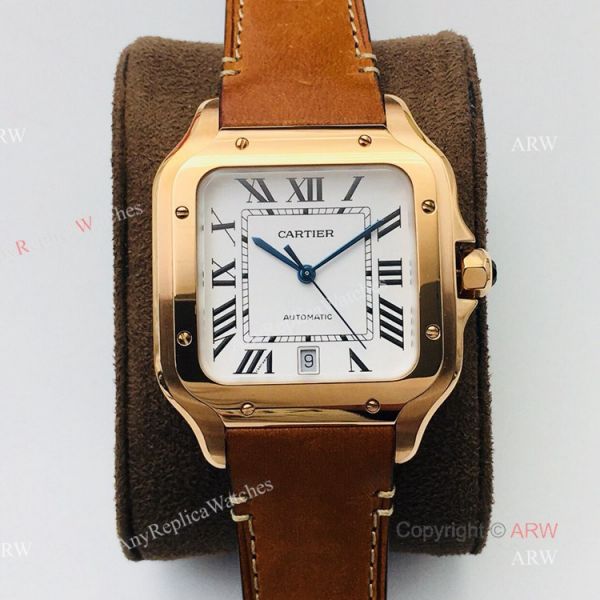 1:1 Copy BV Factory Replica Cartier Santos Rose Gold Watches With SmartLink QuickSwitch Band 1:1 Copy BV Factory Replica Cartier Santos Rose Gold Watches With SmartLink QuickSwitch Band