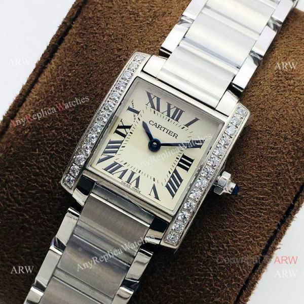 Super Clone Cartier Tank Francaise Cream Dial Diamond bezel Watch Quartz Super Clone Cartier Tank Francaise Cream Dial Diamond bezel Watch Quartz