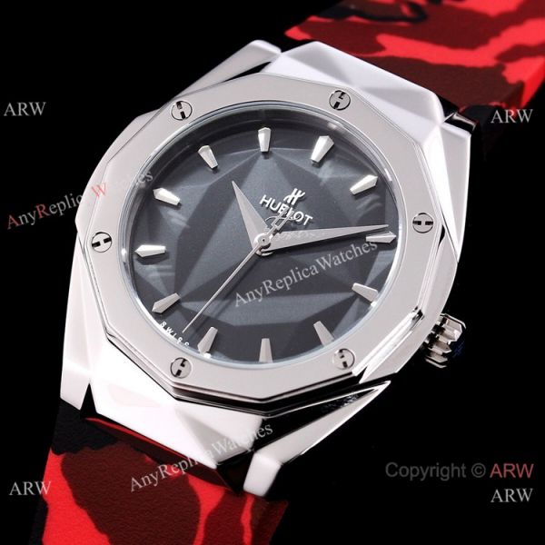 New Style Replica Hublot Sang Bleu Watches White Rubber Strap 45mm New Style Replica Hublot Sang Bleu Watches White Rubber Strap 45mm
