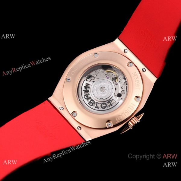 New Replica Hublot Sang Bleu Watch Red Camouflage Strap Rose Gold New Replica Hublot Sang Bleu Watch Red Camouflage Strap Rose Gold
