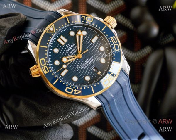 Best Quality Copy Omega Seamaster Diver 300M Watches Rose Gold and Blue Best Quality Copy Omega Seamaster Diver 300M Watches Rose Gold and Blue