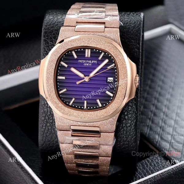 Best Clone Patek Philippe Nautilus Frosted Rose Gold Watches 40mm Best Clone Patek Philippe Nautilus Frosted Rose Gold Watches 40mm