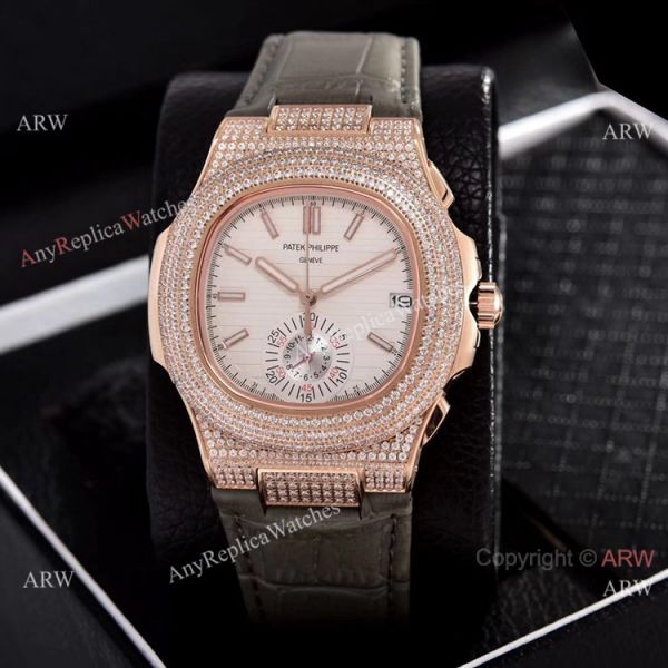 Japan Grade Patek Philippe Nautilus Chronograph Watches Rose Gold Diamond Case Japan Grade Patek Philippe Nautilus Chronograph Watches Rose Gold Diamond Case