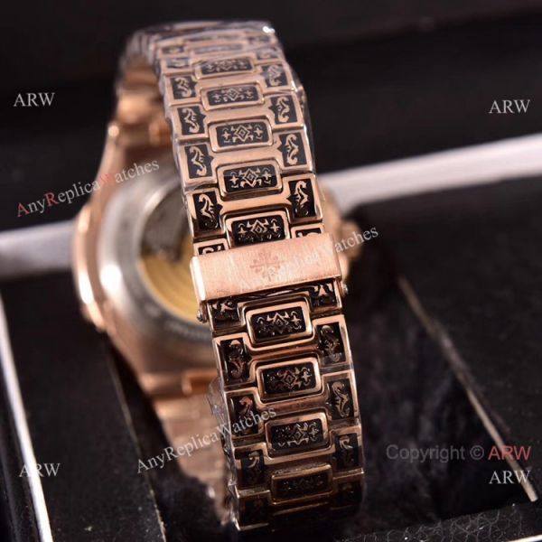 Knockoff Patek Philippe 5740 Nautilus Rose Gold Engraving Gray Gradient Face Knockoff Patek Philippe 5740 Nautilus Rose Gold Engraving Gray Gradient Face