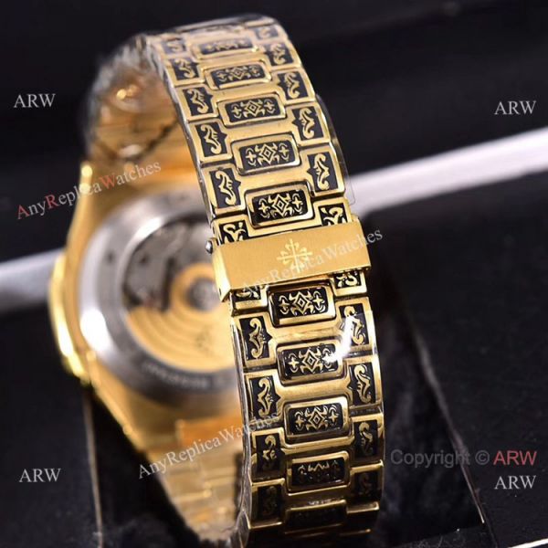 Knockoff Patek Philippe 5740 Nautilus Yellow Gold Engraving 40mm Knockoff Patek Philippe 5740 Nautilus Yellow Gold Engraving 40mm