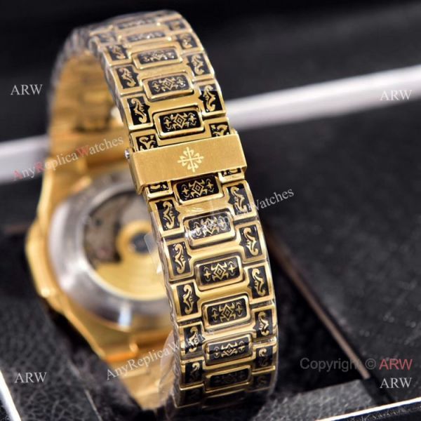 Clone Patek Philippe Annual Calendar Watches Yellow Gold Engraving Blue Dial Clone Patek Philippe Annual Calendar Watches Yellow Gold Engraving Blue Dial