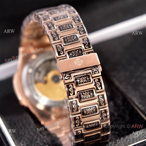 Patek Philippe Annual Calendar Copy Watches Rose Gold Engraving Patek Philippe Annual Calendar Copy Watches Rose Gold Engraving
