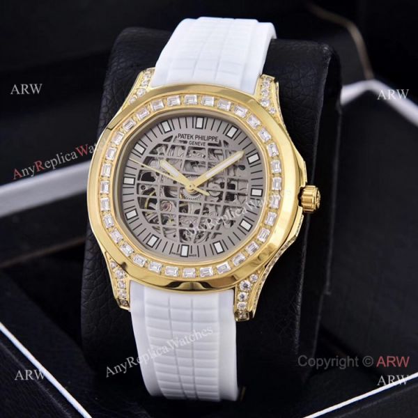 Replica Patek Philippe Aquanaut Watches Brown Hollow Dial Diamond Bezel Replica Patek Philippe Aquanaut Watches Brown Hollow Dial Diamond Bezel