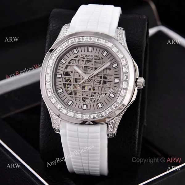 Copy Patek Philippe Aquanaut Watches Hollow Face Silver Diamond Bezel Copy Patek Philippe Aquanaut Watches Hollow Face Silver Diamond Bezel