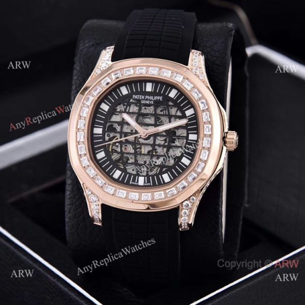Replica Patek Philippe Aquanaut Diamond Watches Hollow Dial Rose Gold Replica Patek Philippe Aquanaut Diamond Watches Hollow Dial Rose Gold