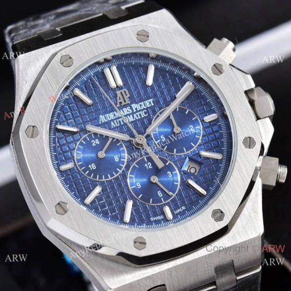 Knockoff Audemars Piguet Royal Oak 41mm Wrist Silver Steel Blue Sub-dials Knockoff Audemars Piguet Royal Oak 41mm Wrist Silver Steel Blue Sub-dials