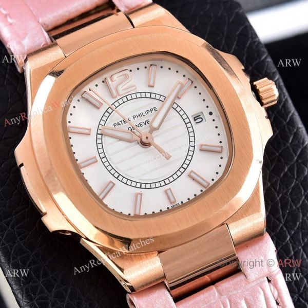 Copy Patek Philippe Nautilus Quartz Watches Rose Gold Women Size Copy Patek Philippe Nautilus Quartz Watches Rose Gold Women Size