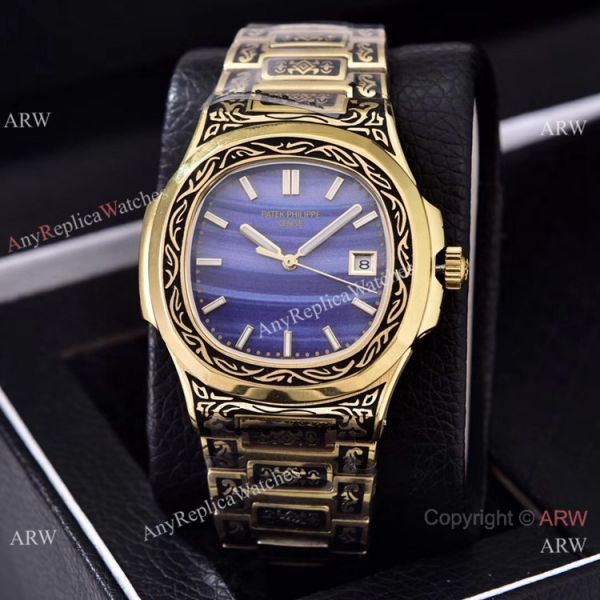 Clone Patek Philippe Nautilus Gold Tattoo Wrist Malachite Green Dial Clone Patek Philippe Nautilus Gold Tattoo Wrist Malachite Green Dial