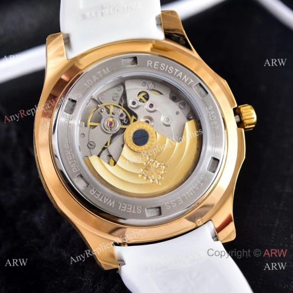 Clone Patek Philippe Aquanaut Engraving Watches Gold and Brown Rubber Strap Clone Patek Philippe Aquanaut Engraving Watches Gold and Brown Rubber Strap