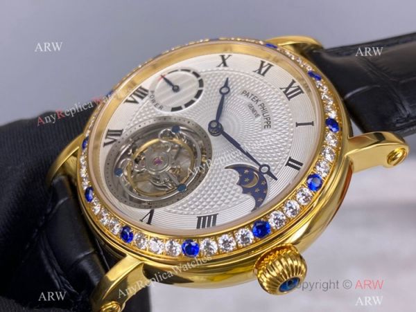 Super Clone Patek Philippe Tourbillon Moon phase Diamond Watch Gold Power Reserve Super Clone Patek Philippe Tourbillon Moon phase Diamond Watch Gold Power Reserve