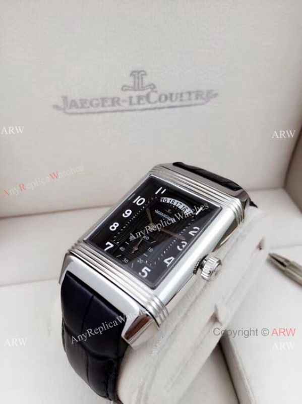 AAA Quality Copy Jaeger LeCoultre Grande Reverso Duo Watch SS Black Dial with Date AAA Quality Copy Jaeger LeCoultre Grande Reverso Duo Watch SS Black Dial with Date