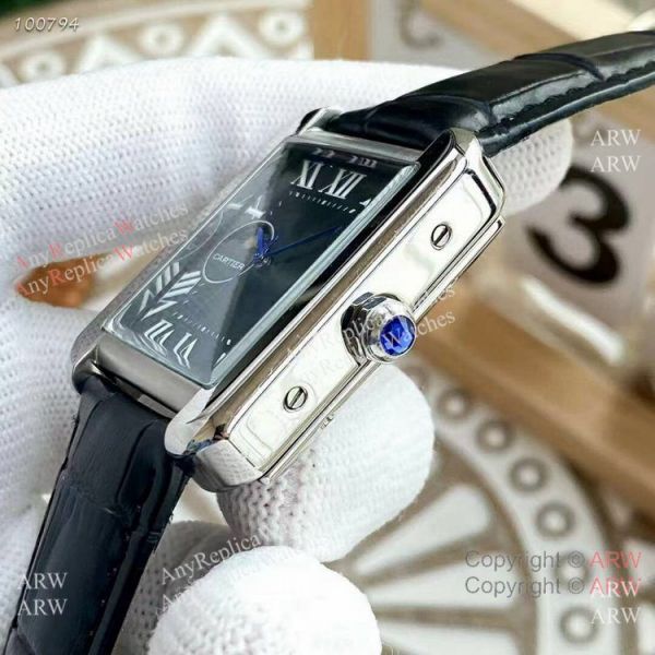 Replica Cartier Tank Moonphase Watches Leather Strap Replica Cartier Tank Moonphase Watches Leather Strap