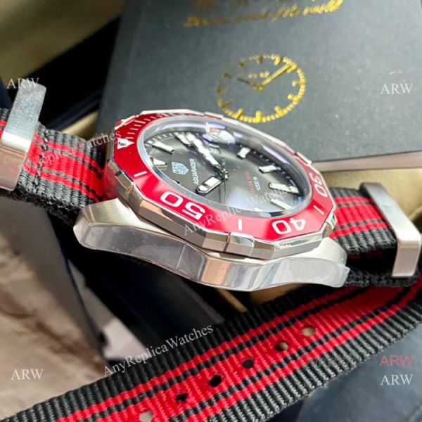Japan Grade Copy Tag Heuer Aquaracer 300 Quartz Watch Red Nato Strap Japan Grade Copy Tag Heuer Aquaracer 300 Quartz Watch Red Nato Strap