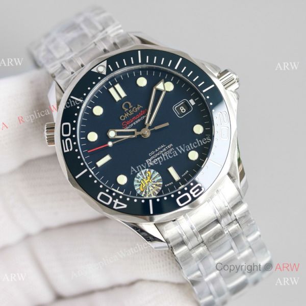 JH Factory Omega Seamaster James Bond Seagull 2824 Watch Replica Dark Blue Dial 42mm JH Factory Omega Seamaster James Bond Seagull 2824 Watch Replica Dark Blue Dial 42mm