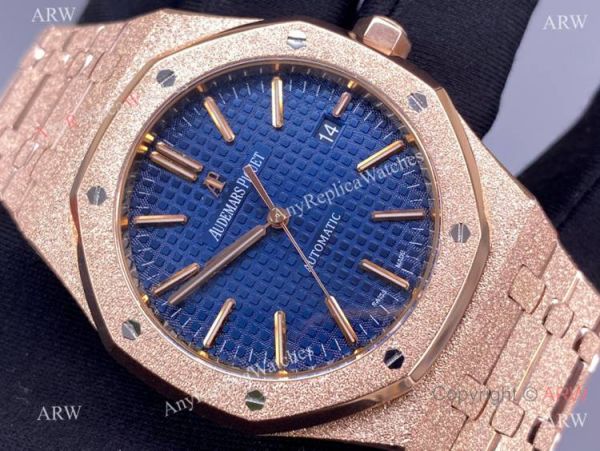 JF Factory Swiss Audemars Piguet 15410 Frosted Gold Blue Dial Watch 37mm Lady JF Factory Swiss Audemars Piguet 15410 Frosted Gold Blue Dial Watch 37mm Lady