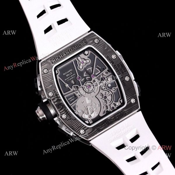 White Rubber Band Richard Mille 62-01 Tourbillon Vibrating Alarm ACJ Replica Watch White Rubber Band Richard Mille 62-01 Tourbillon Vibrating Alarm ACJ Replica Watch