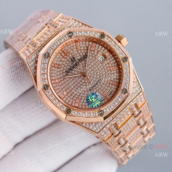 Best Audemars Piguet Royal Oak Rose Gold Full Diamond Automatic Watch 41mm Best Audemars Piguet Royal Oak Rose Gold Full Diamond Automatic Watch 41mm