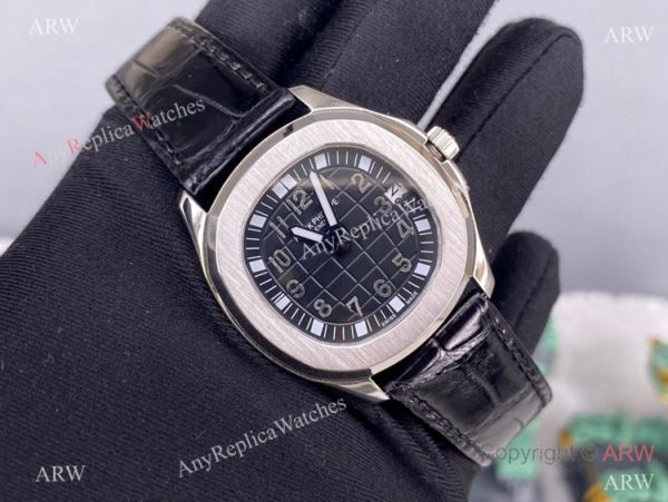 PPF Swiss Patek Philippe Aquanaut Lady Black Leather Strap Copy Watch PPF Swiss Patek Philippe Aquanaut Lady Black Leather Strap Copy Watch