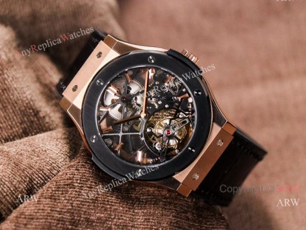 Rose Gold Hublot Classic Fusion Skeleton Tourbillon Black Bezel Watch Best Replica Rose Gold Hublot Classic Fusion Skeleton Tourbillon Black Bezel Watch Best Replica